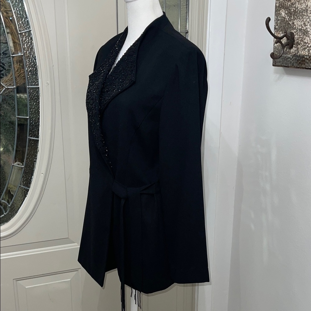Jessica Howard Vintage Black Beaded Wrap Blazer Jacket – Size 12 - Picture 3 of 12
